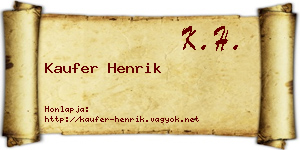 Kaufer Henrik névjegykártya